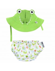 Bañador Pañal Bebe y Gorro UV Cocodrilo de Zoocchini 2