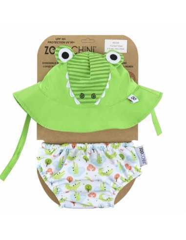 Bañador Pañal Bebe y Gorro UV Cocodrilo de Zoocchini Bañador Pañal Bebe y Gorro UV Cocodrilo de Zoocchini