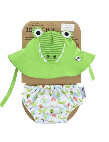 Bañador Pañal Bebe y Gorro UV Cocodrilo de Zoocchini Bañador Pañal Bebe y Gorro UV Cocodrilo de Zoocchini