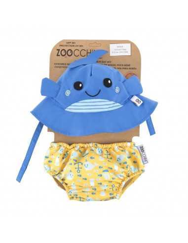 Bañador Pañal Bebe y Gorro UV Ballena de Zoocchini Bañador Pañal Bebe y Gorro UV Ballena de Zoocchini