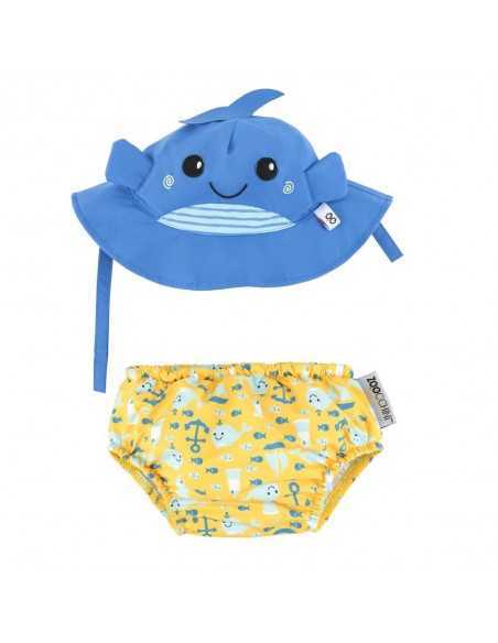 Bañador Pañal Bebe y Gorro UV Ballena de Zoocchini Bañador Pañal Bebe y Gorro UV Ballena de Zoocchini