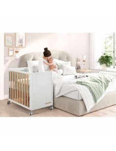 Minicuna colecho Cotinfant DOCO Sleeping Style blanca y madera 2