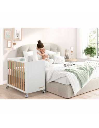 Minicuna colecho Cotinfant DOCO Sleeping Style blanca y madera
