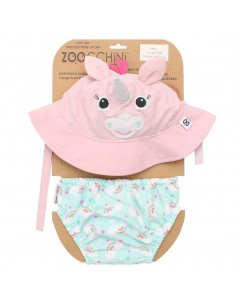 Bañador Pañal Bebe y Gorro UV Unicornio de Zoocchini