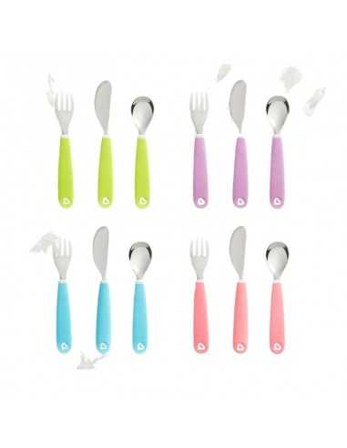 Pack cuchara y tenedor de acero Raise de Munchkin Color Aleatorio