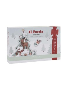 Puzzle XL Navidad 35 piezas Little Dutch – reno, conejo y árbol navideño