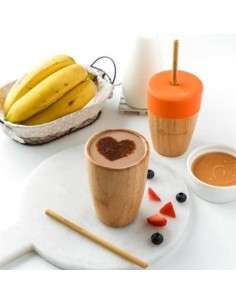 Vaso ecologico de bambu con tapa y pajita 2