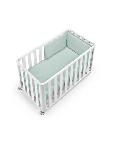 Cuna Doco Sleeping 120x60 en color blanco con textil Sena verde menta